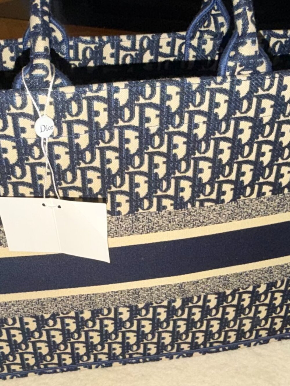 Christian Dior Medium Book Tote Style Bag + Matching Pouch + Dust Bag | Blue - Picture 8 of 11